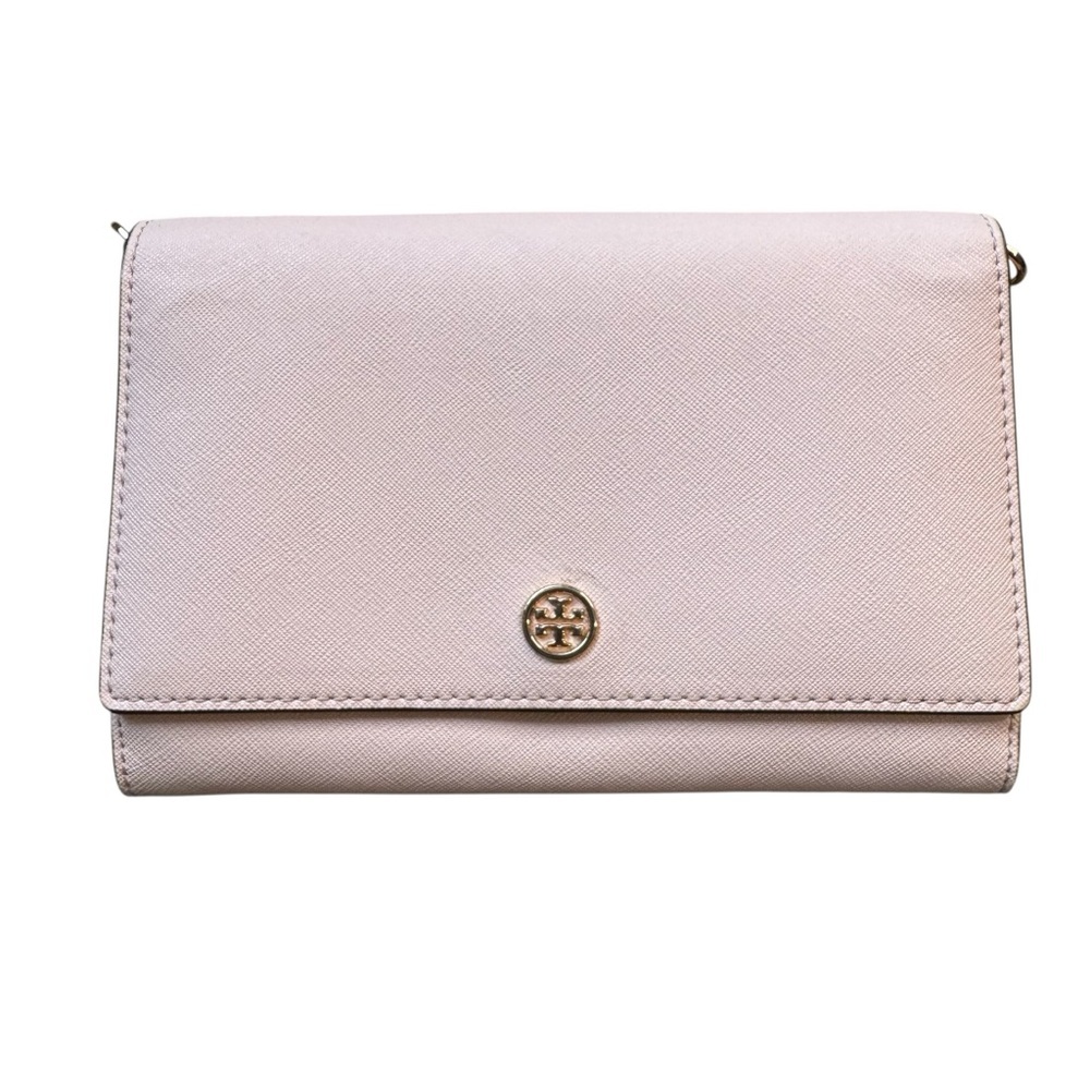 Tory Burch Baby Pink Leather Clutch Bag Wallet Crossbody